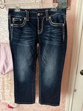 Miss Me Dark Blue Embellished crop  Jeans